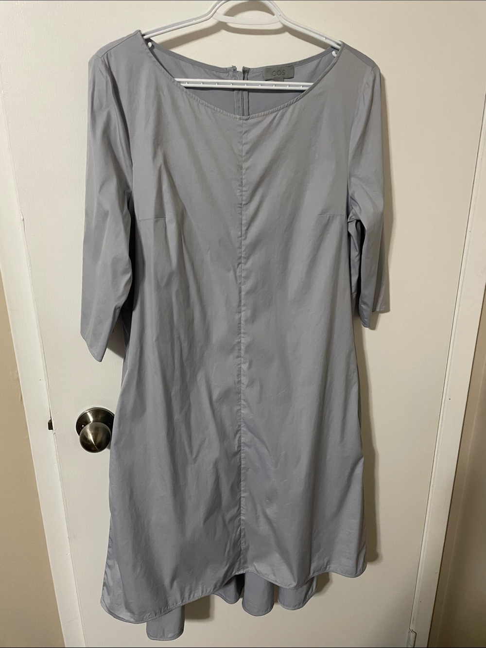 COS Light Grey Scoop-Neck Shift Tunic Dress Size 8